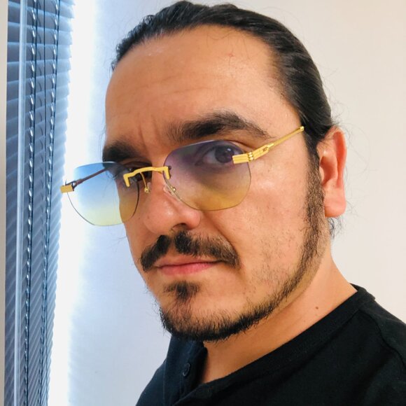 Men Women Sunglasses Hip Hop Gold Yellow Blue Lens Fashion Shades Rapper Lentes - Picture 3 of 3